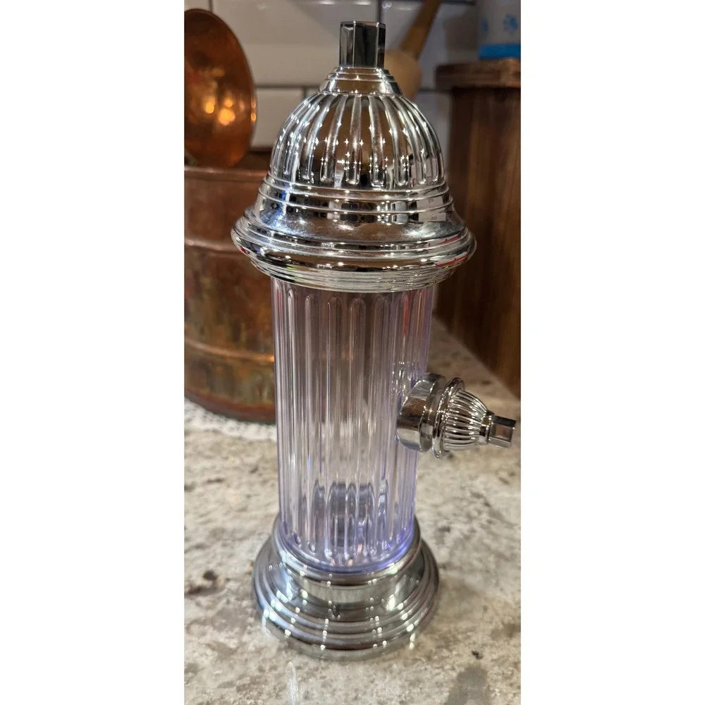 Vintage Style Fire Hydrant Cocktail Shaker Clear Ribbed Chrome Novelty Barware